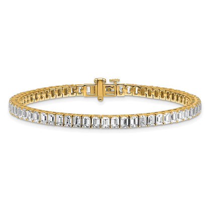 14K Yellow Gold 10 Carat Certified Lab Grown Diamond Vs/Si+ G+ Emerald Bezel Set Tennis Bracelet