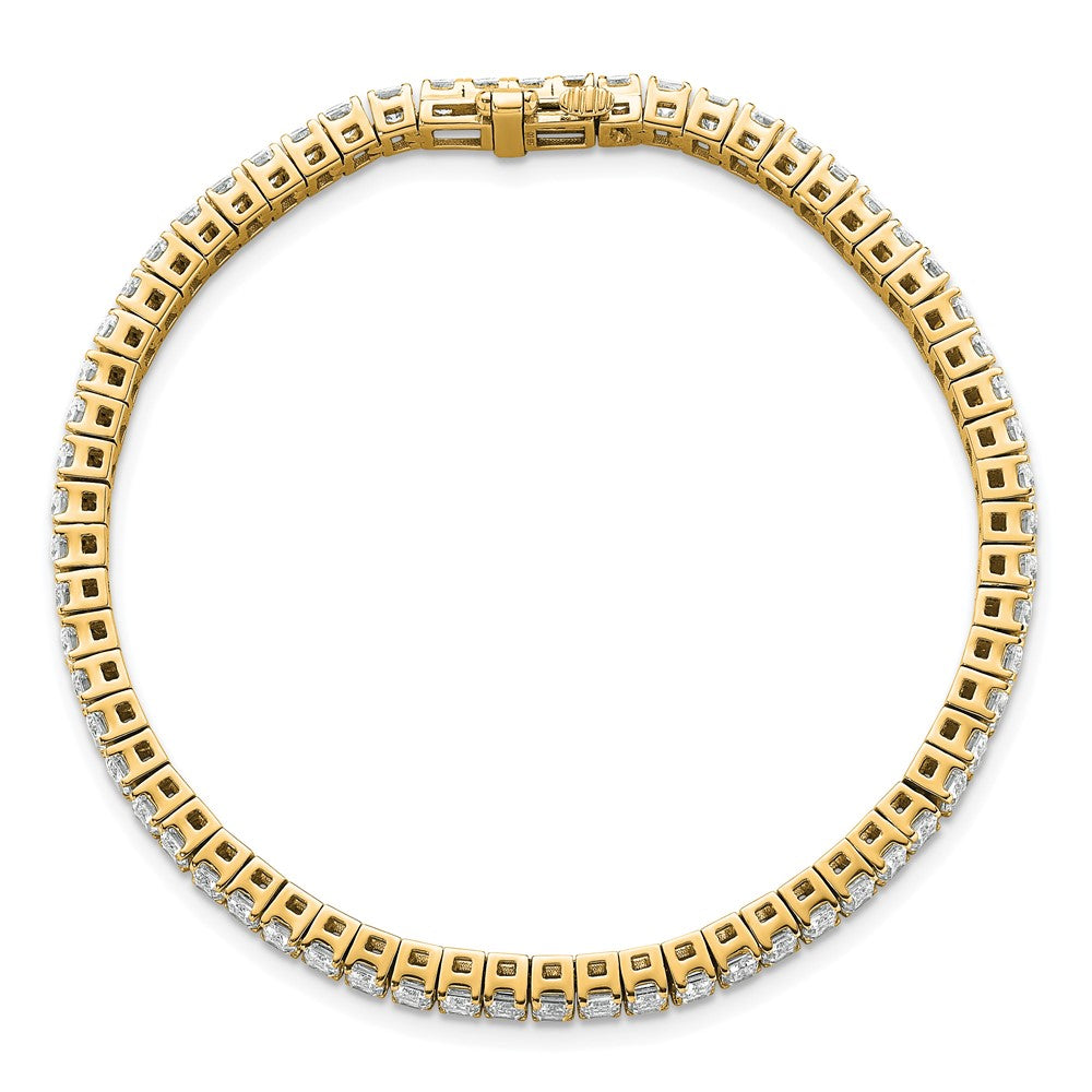 14K Yellow Gold 10 Carat Certified Lab Grown Diamond Vs/Si+ G+ Emerald Bezel Set Tennis Bracelet