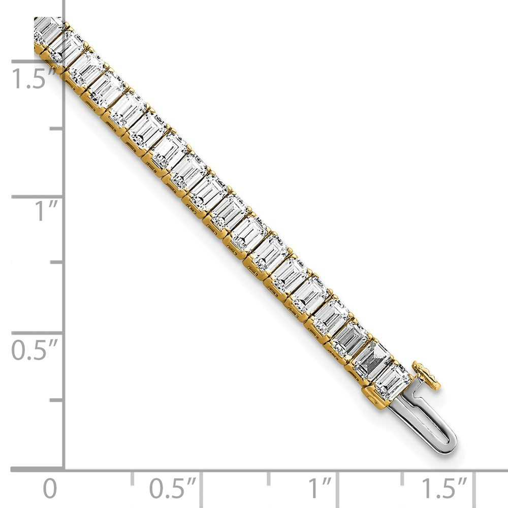 14K Yellow Gold 10 Carat Certified Lab Grown Diamond Vs/Si+ G+ Emerald Bezel Set Tennis Bracelet