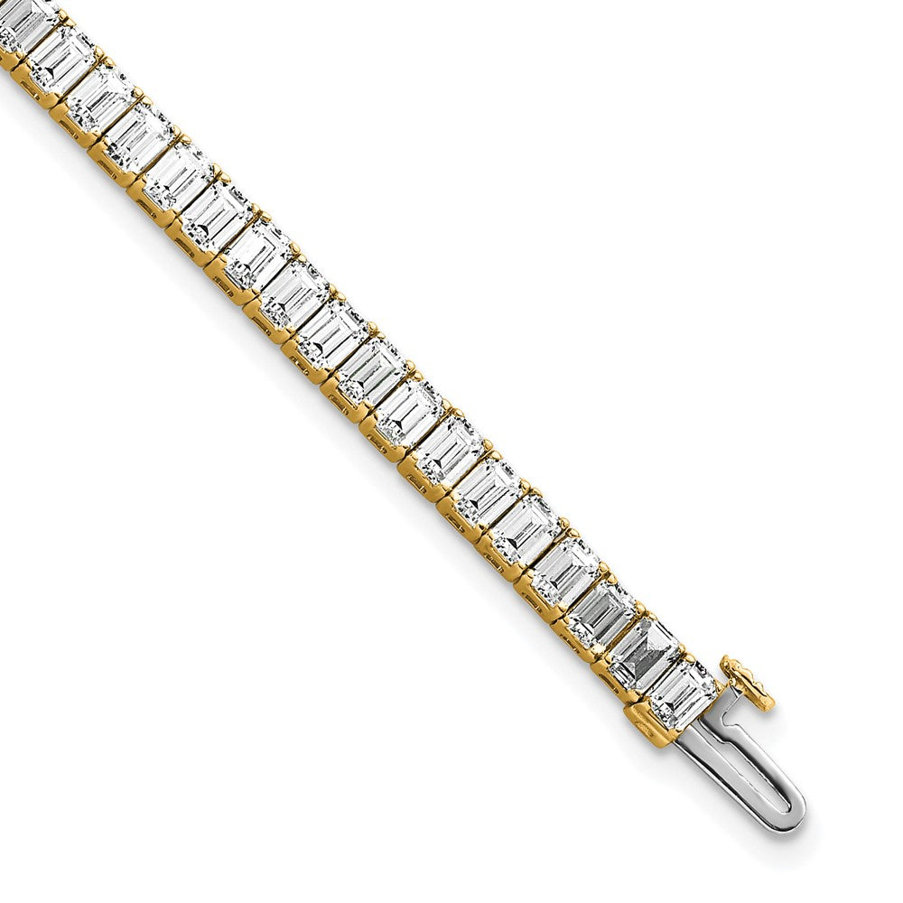 14K Yellow Gold 10 Carat Certified Lab Grown Diamond Vs/Si+ G+ Emerald Bezel Set Tennis Bracelet