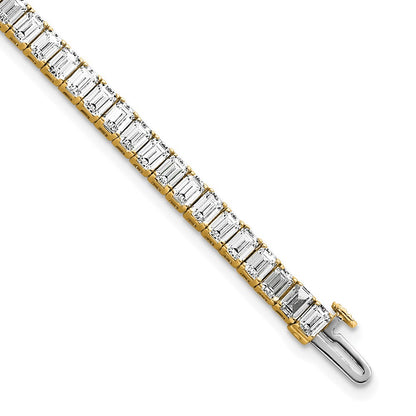 14K Yellow Gold 10 Carat Certified Lab Grown Diamond Vs/Si+ G+ Emerald Bezel Set Tennis Bracelet