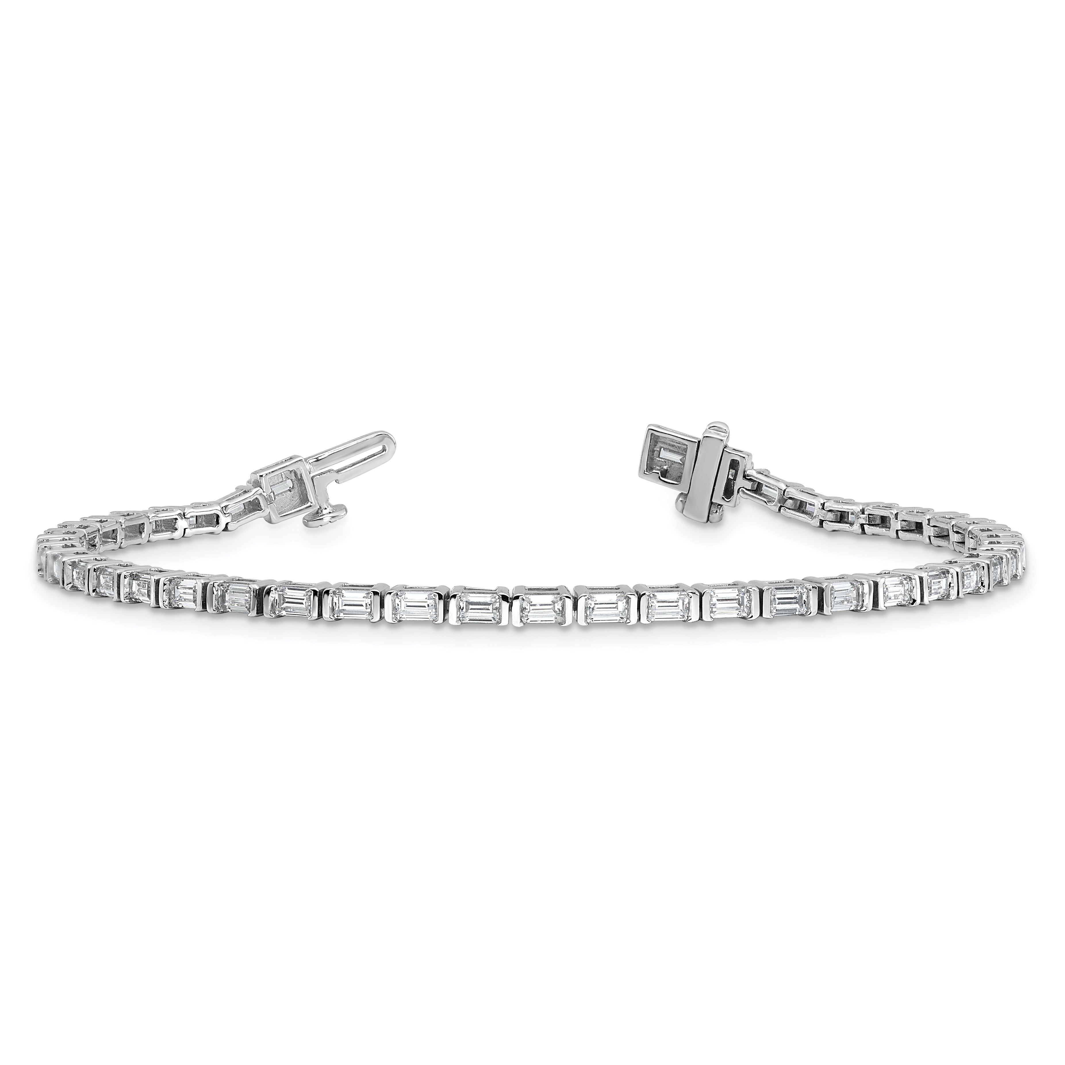 14K White Gold 4Ctw Vs Def Lab Grown Emerald Diamond Cert Tennis Bracelet