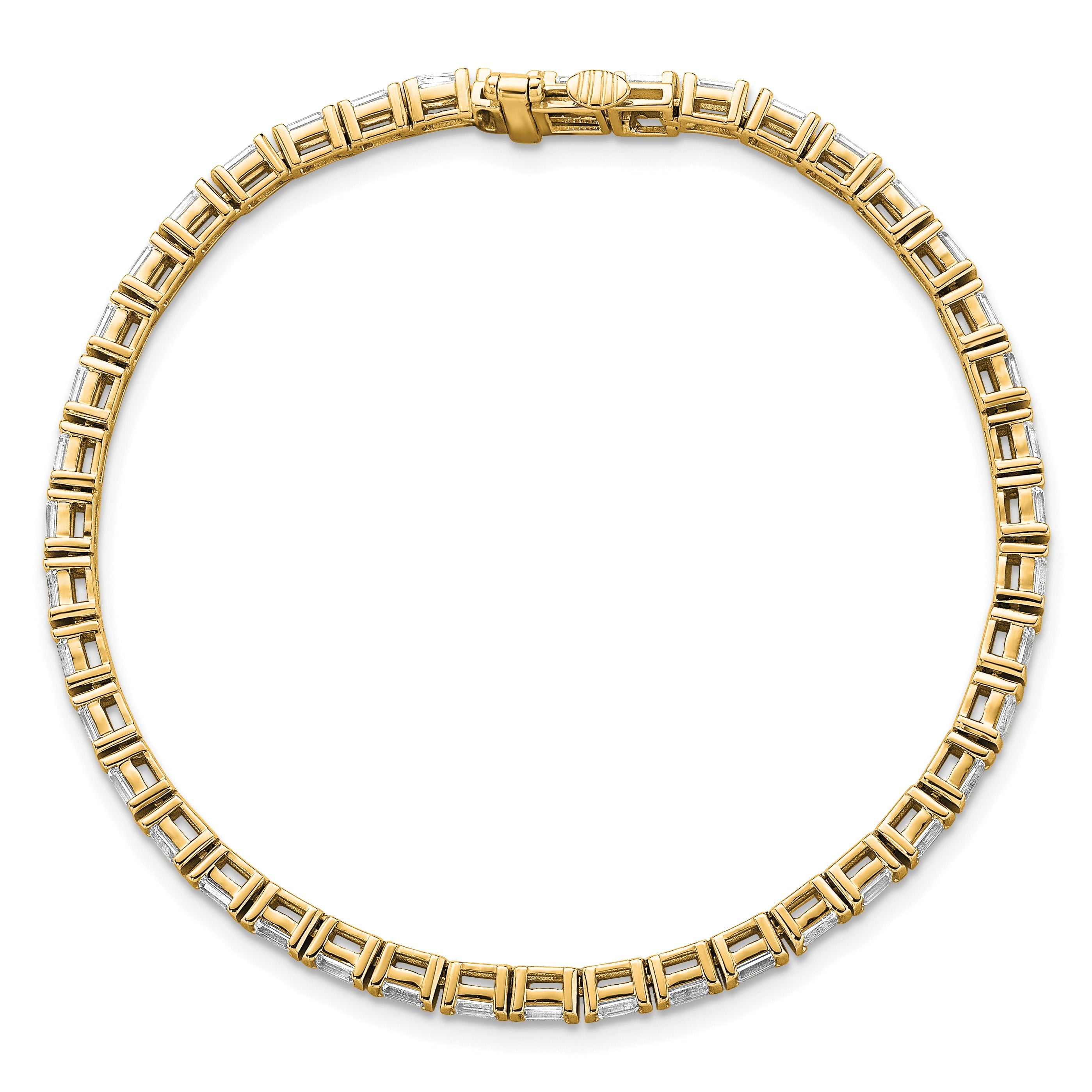 14K Yellow Gold 4Ctw Vs+ F+ Lab Grown Emerald Diamond Tennis Bracelet