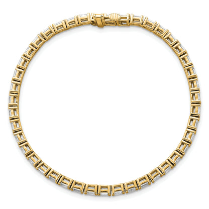 14K Yellow Gold 4Ctw Vs+ F+ Lab Grown Emerald Diamond Tennis Bracelet