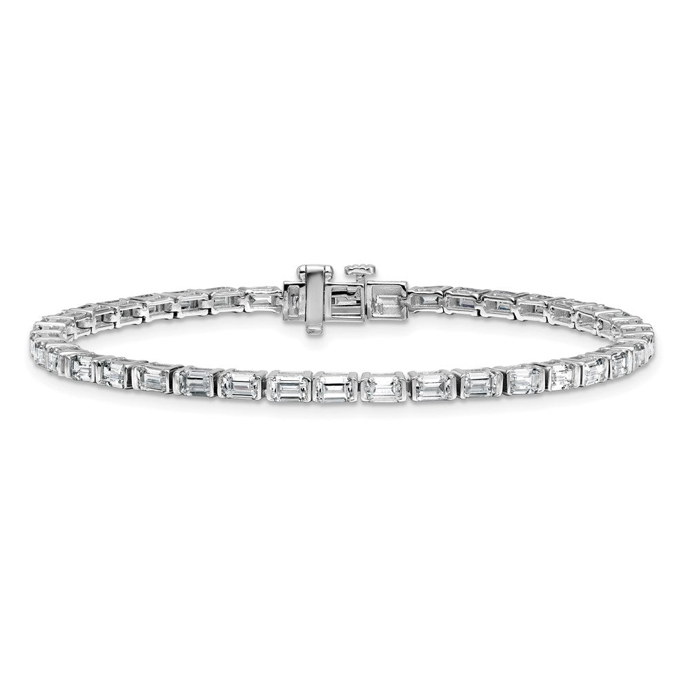 14K White Gold 4 3/4 Carat Certified Lab Grown Diamond Vs+ F+ Emerald Bezel Set Tennis Bracelet