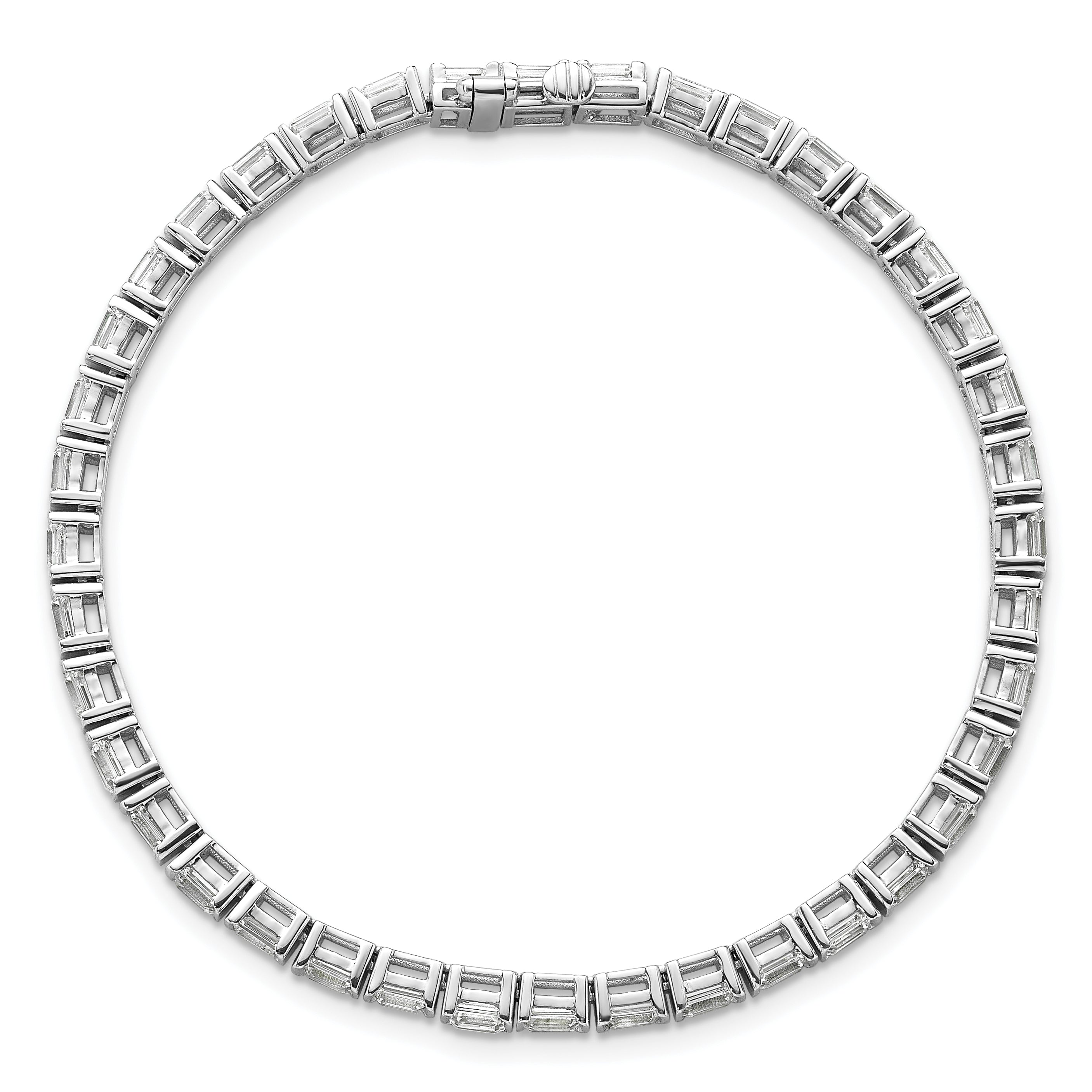 14K White Gold 4 3/4 Carat Lab Grown Diamond Vs/Si+ G+ Emerald Bezel Set Tennis Bracelet
