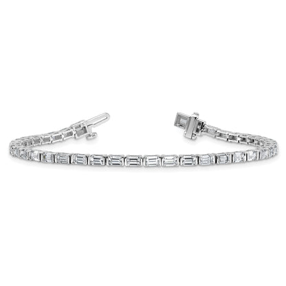 14K White Gold 4 3/4 Carat Lab Grown Diamond Vs+ F+ Emerald Bezel Set Tennis Bracelet