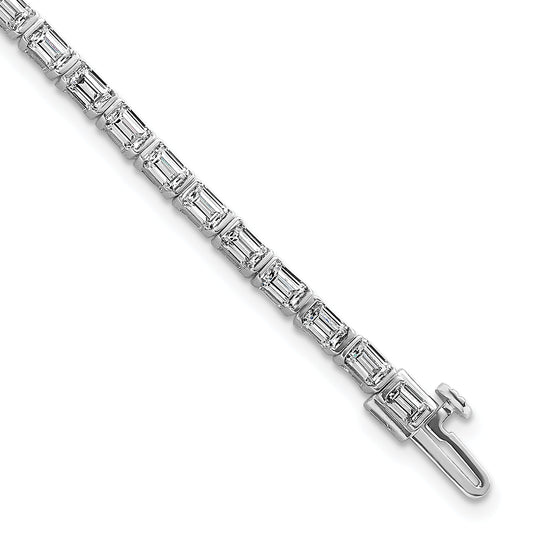 14K White Gold 4 3/4 Carat Lab Grown Diamond Vs/Si+ G+ Emerald Bezel Set Tennis Bracelet