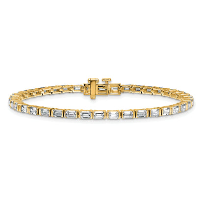 14K Yellow Gold 4 3/4 Carat Lab Grown Diamond Vs+ F+ Emerald Bezel Set Tennis Bracelet