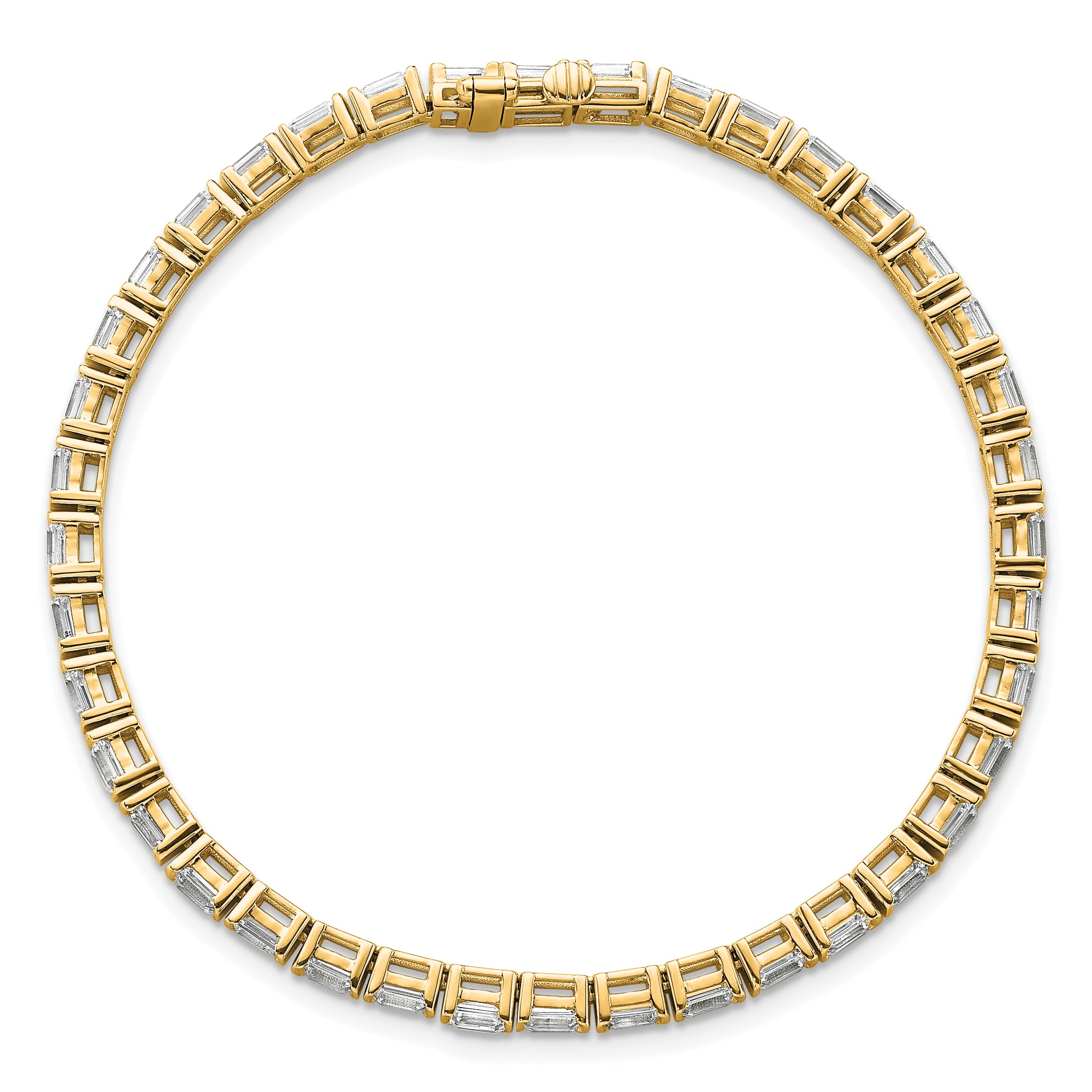 14K Yellow Gold 4 3/4 Carat Certified Lab Grown Diamond Vs+ F+ Emerald Bezel Set Tennis Bracelet