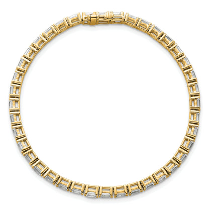14K Yellow Gold 4 3/4 Carat Certified Lab Grown Diamond Vs+ F+ Emerald Bezel Set Tennis Bracelet