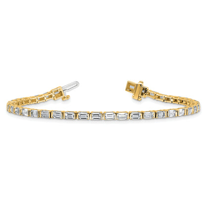14K Yellow Gold 4 3/4 Carat Certified Lab Grown Diamond Vs+ F+ Emerald Bezel Set Tennis Bracelet