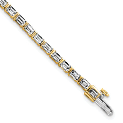 14K Yellow Gold 4 3/4 Carat Certified Lab Grown Diamond Vs+ F+ Emerald Bezel Set Tennis Bracelet