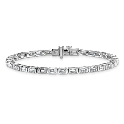 14K White Gold 7 1/2 Carat Lab Grown Diamond Vs+ F+ Emerald Bezel Set Tennis Bracelet