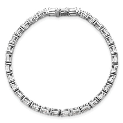 14K White Gold 7 1/2 Carat Lab Grown Diamond Vs+ F+ Emerald Bezel Set Tennis Bracelet