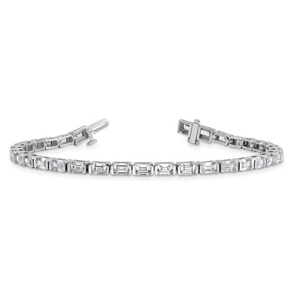 14K White Gold 7 1/2 Carat Certified Lab Grown Diamond Vs/Si+ G+ Emerald Bezel Set Tennis Bracelet