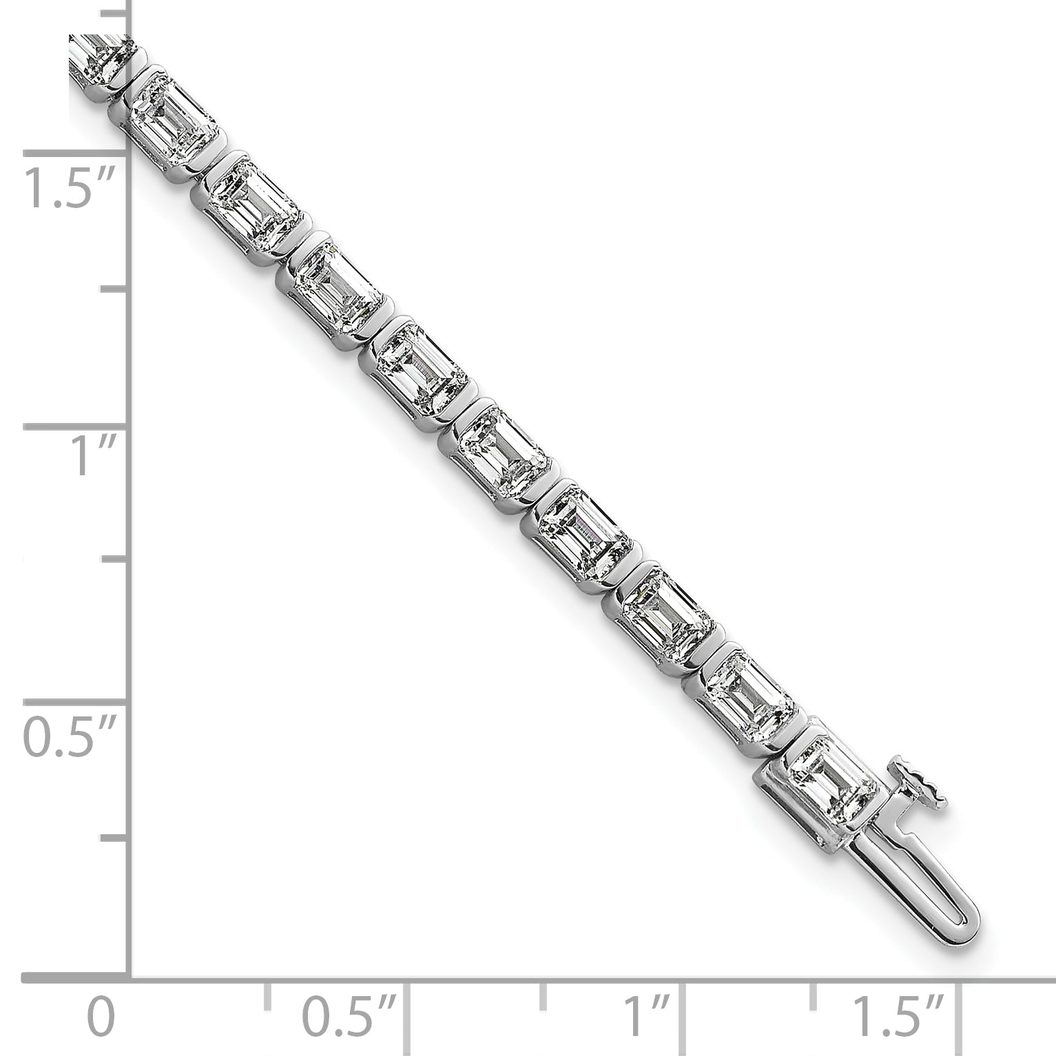 14K White Gold 7 1/2 Carat Lab Grown Diamond Vs+ F+ Emerald Bezel Set Tennis Bracelet