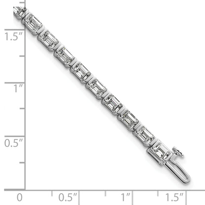 14K White Gold 7 1/2 Carat Lab Grown Diamond Vs+ F+ Emerald Bezel Set Tennis Bracelet