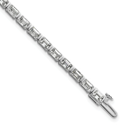 14K White Gold 7 1/2 Carat Certified Lab Grown Diamond Vs/Si+ G+ Emerald Bezel Set Tennis Bracelet
