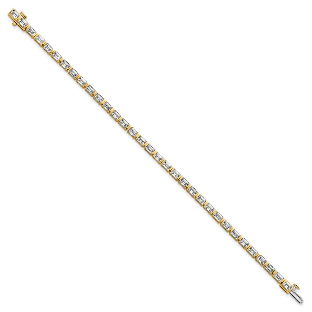 14K Yellow Gold 7 1/2 Carat Certified Lab Grown Diamond Vs+ F+ Emerald Bezel Set Tennis Bracelet