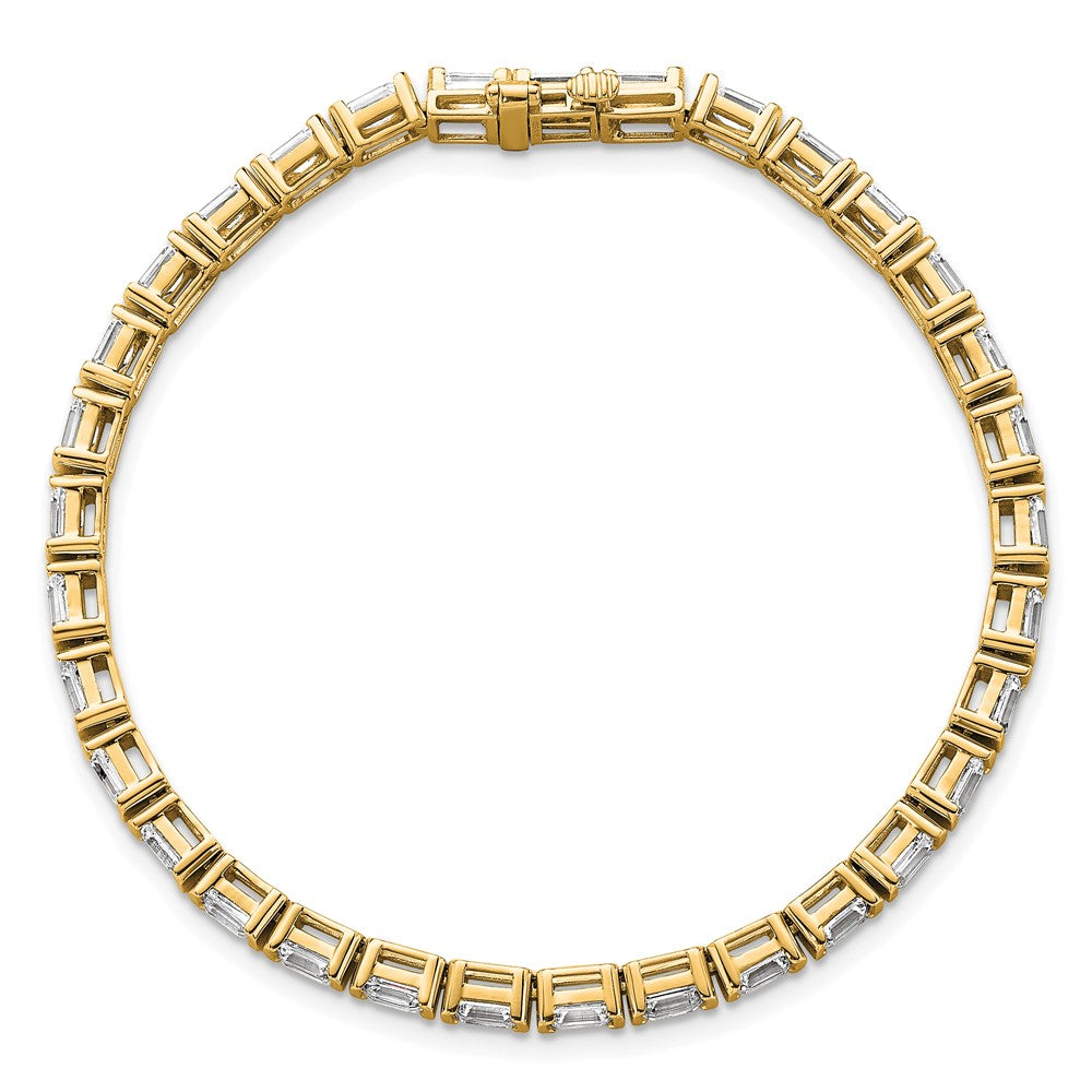 14K Yellow Gold 7 1/2 Carat Certified Lab Grown Diamond Vs/Si+ G+ Emerald Bezel Set Tennis Bracelet