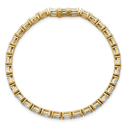 14K Yellow Gold 7 1/2 Carat Certified Lab Grown Diamond Vs+ F+ Emerald Bezel Set Tennis Bracelet
