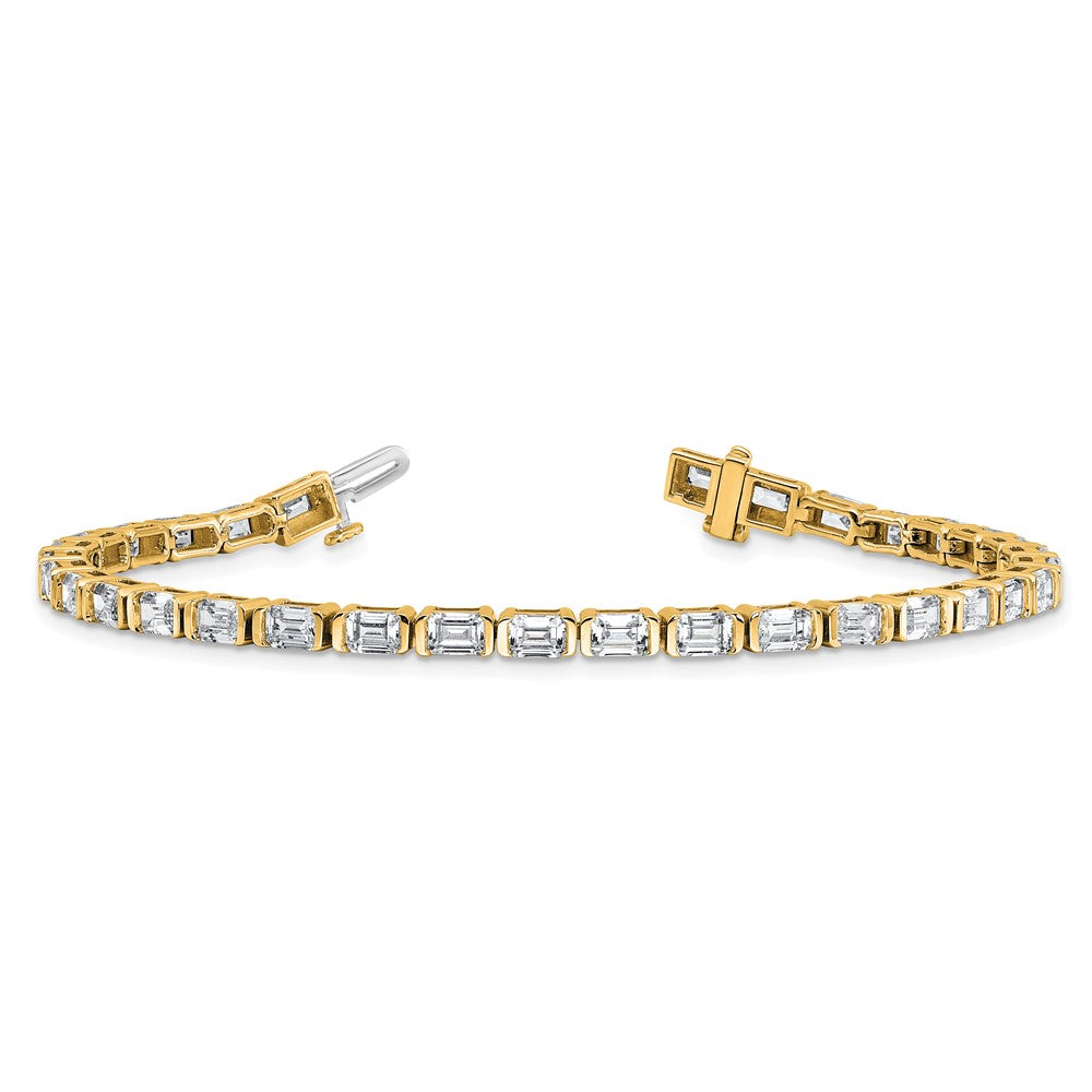 14K Yellow Gold 7 1/2 Carat Certified Lab Grown Diamond Vs/Si+ G+ Emerald Bezel Set Tennis Bracelet