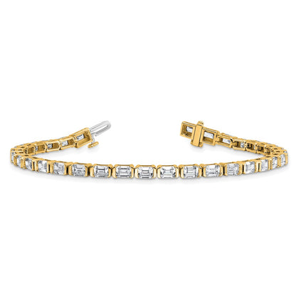 14K Yellow Gold 7 1/2 Carat Certified Lab Grown Diamond Vs+ F+ Emerald Bezel Set Tennis Bracelet