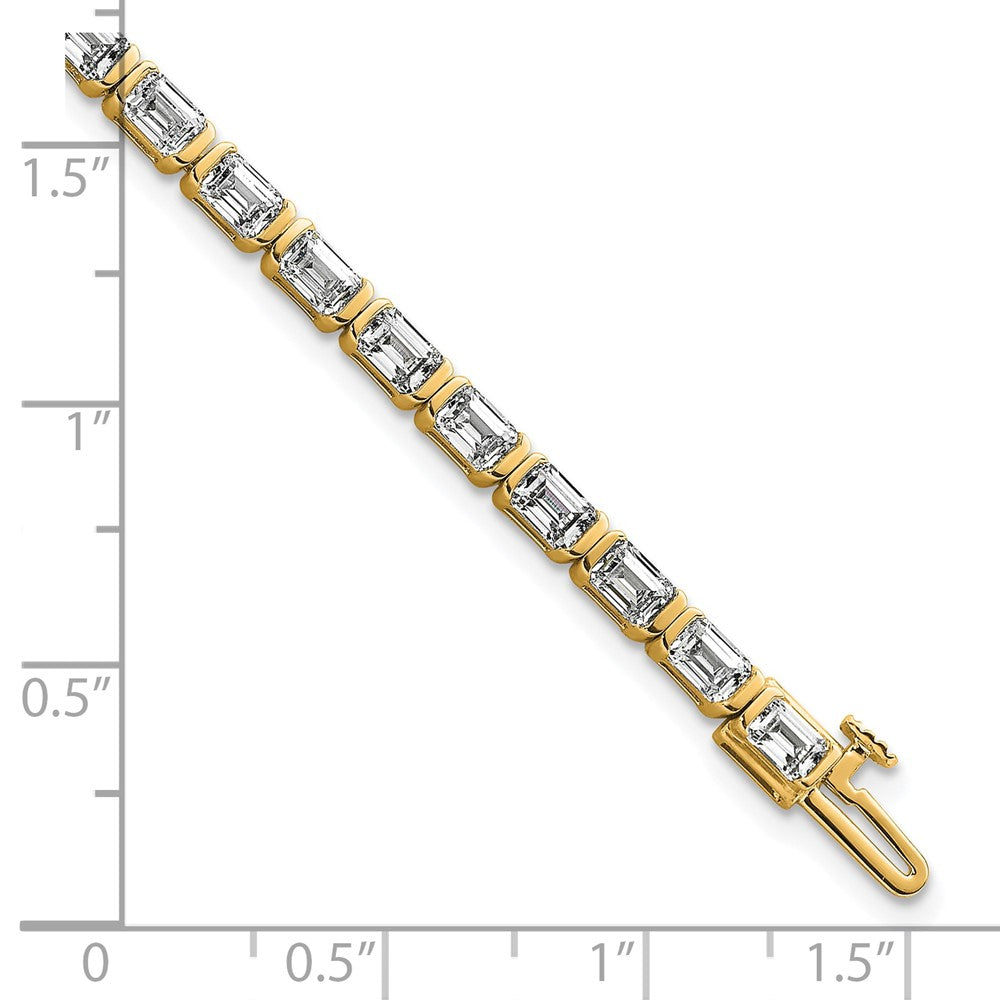 14K Yellow Gold 7 1/2 Carat Certified Lab Grown Diamond Vs/Si+ G+ Emerald Bezel Set Tennis Bracelet