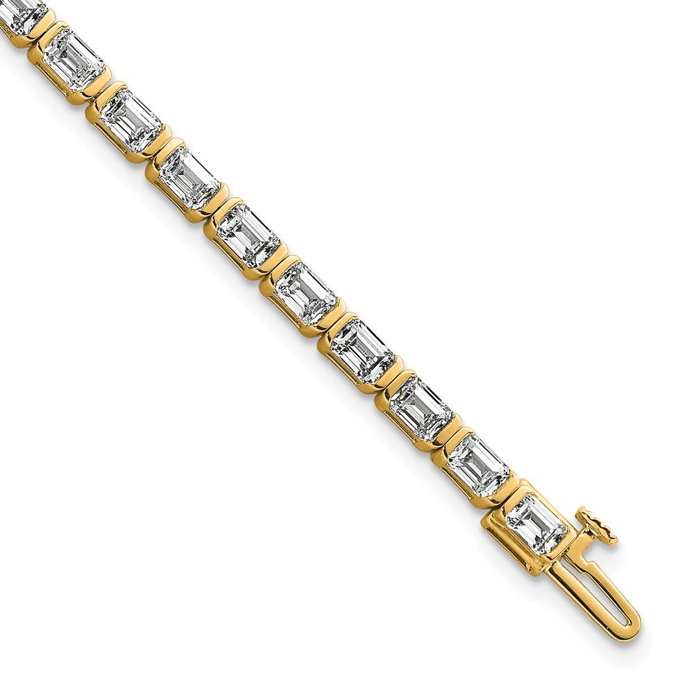 14K Yellow Gold 7 1/2 Carat Certified Lab Grown Diamond Vs+ F+ Emerald Bezel Set Tennis Bracelet