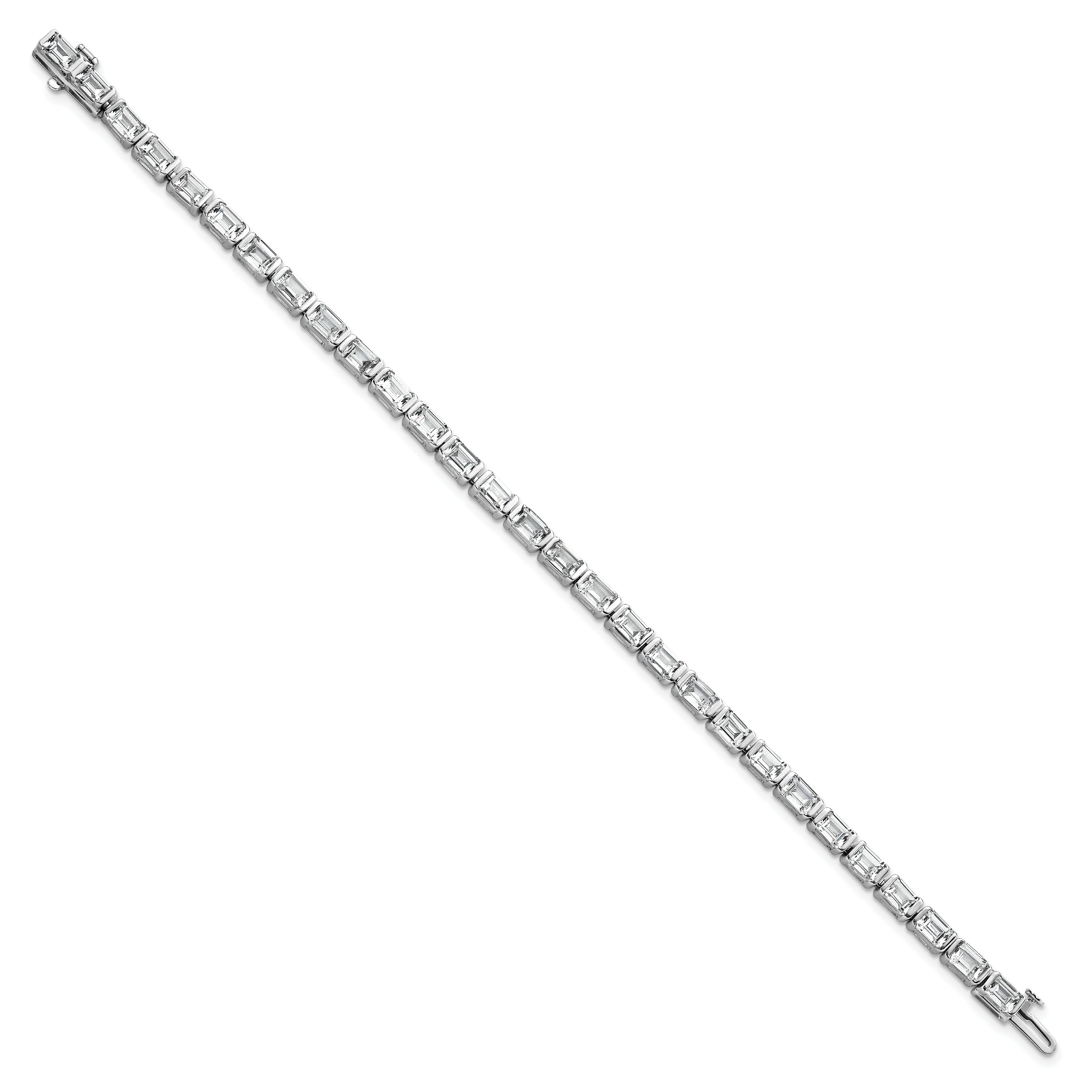 14K White Gold 10 Carat Certified Lab Grown Diamond Vs/Si+ G+ Emerald Bezel Set Tennis Bracelet