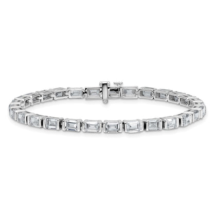 14K White Gold 10 Carat Certified Lab Grown Diamond Vs+ F+ Emerald Bezel Set Tennis Bracelet