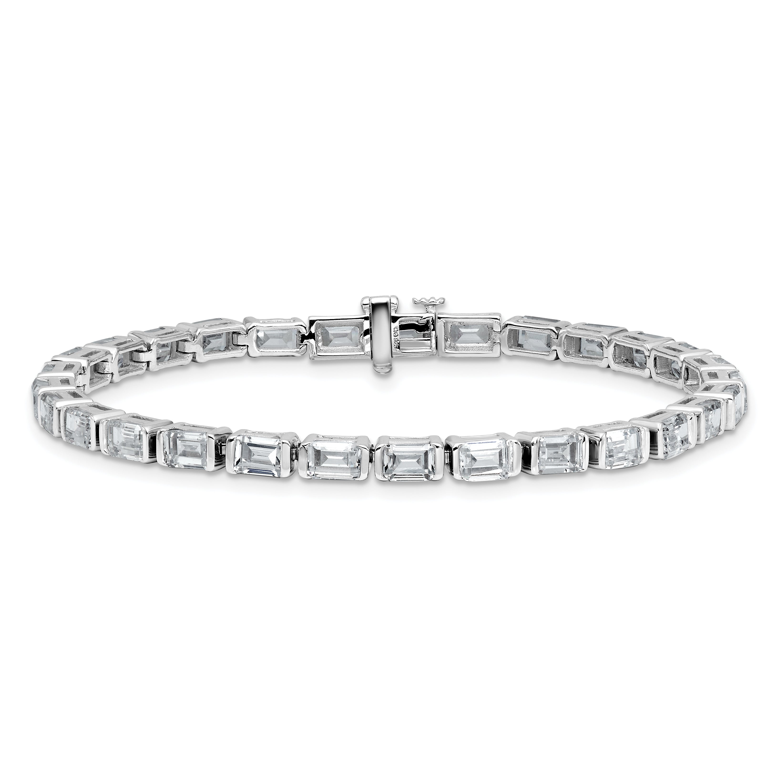 14K White Gold 10 Carat Certified Lab Grown Diamond Vs/Si+ G+ Emerald Bezel Set Tennis Bracelet