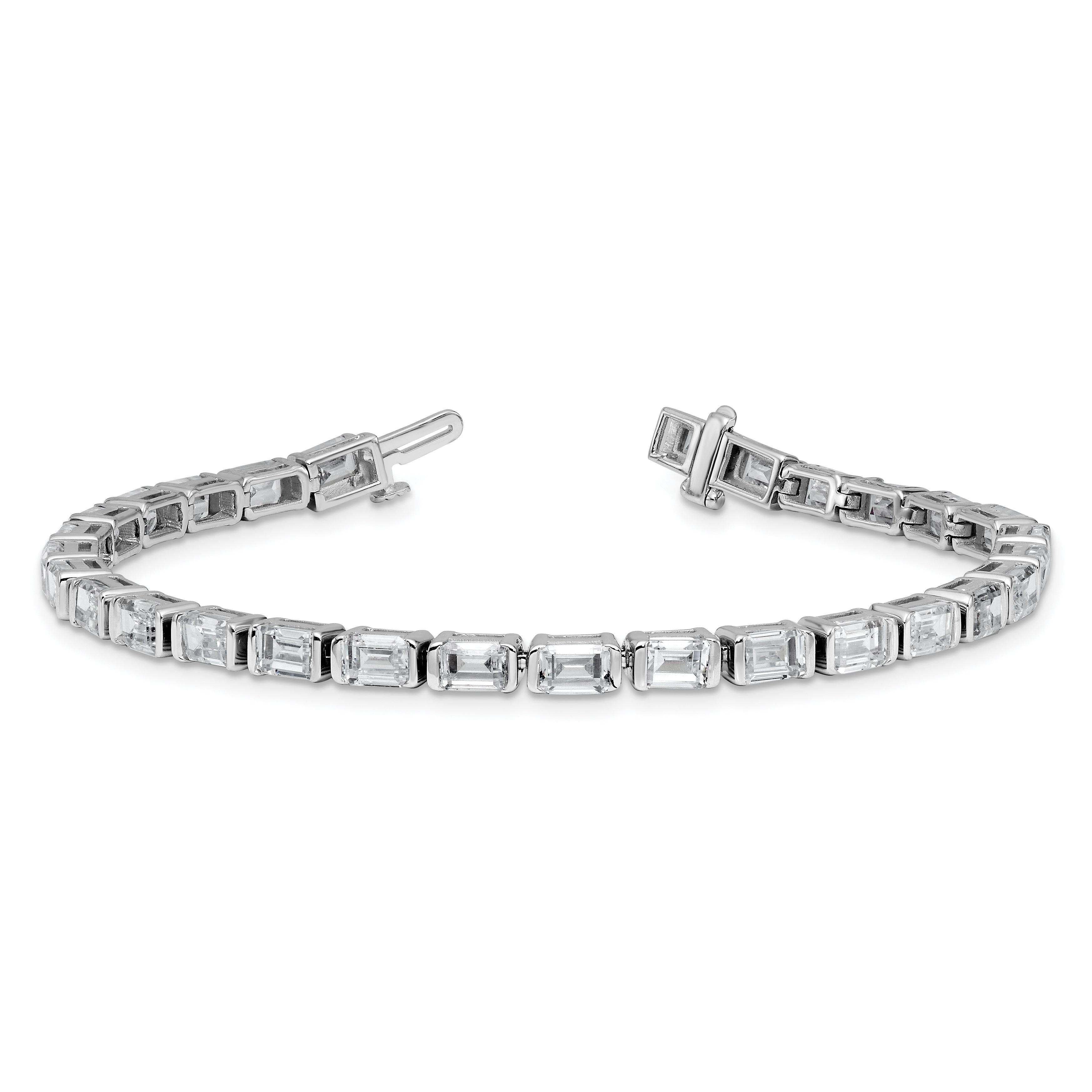 14K White Gold 10 Carat Certified Lab Grown Diamond Vs/Si+ G+ Emerald Bezel Set Tennis Bracelet