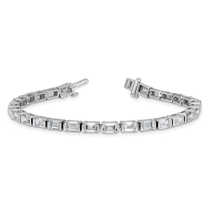 14K White Gold 10 Carat Certified Lab Grown Diamond Vs/Si+ G+ Emerald Bezel Set Tennis Bracelet