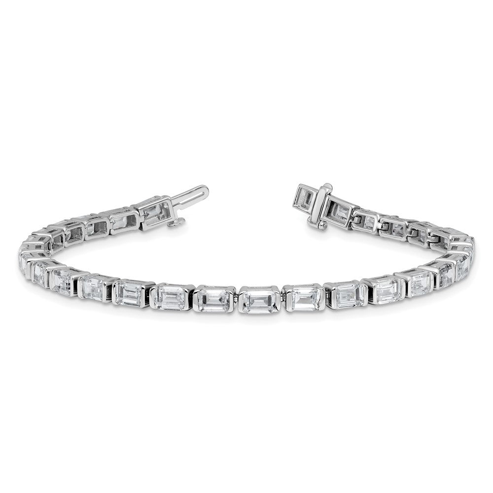14K White Gold 10 Carat Certified Lab Grown Diamond Vs+ F+ Emerald Bezel Set Tennis Bracelet