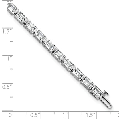 14K White Gold 10 Carat Certified Lab Grown Diamond Vs/Si+ G+ Emerald Bezel Set Tennis Bracelet