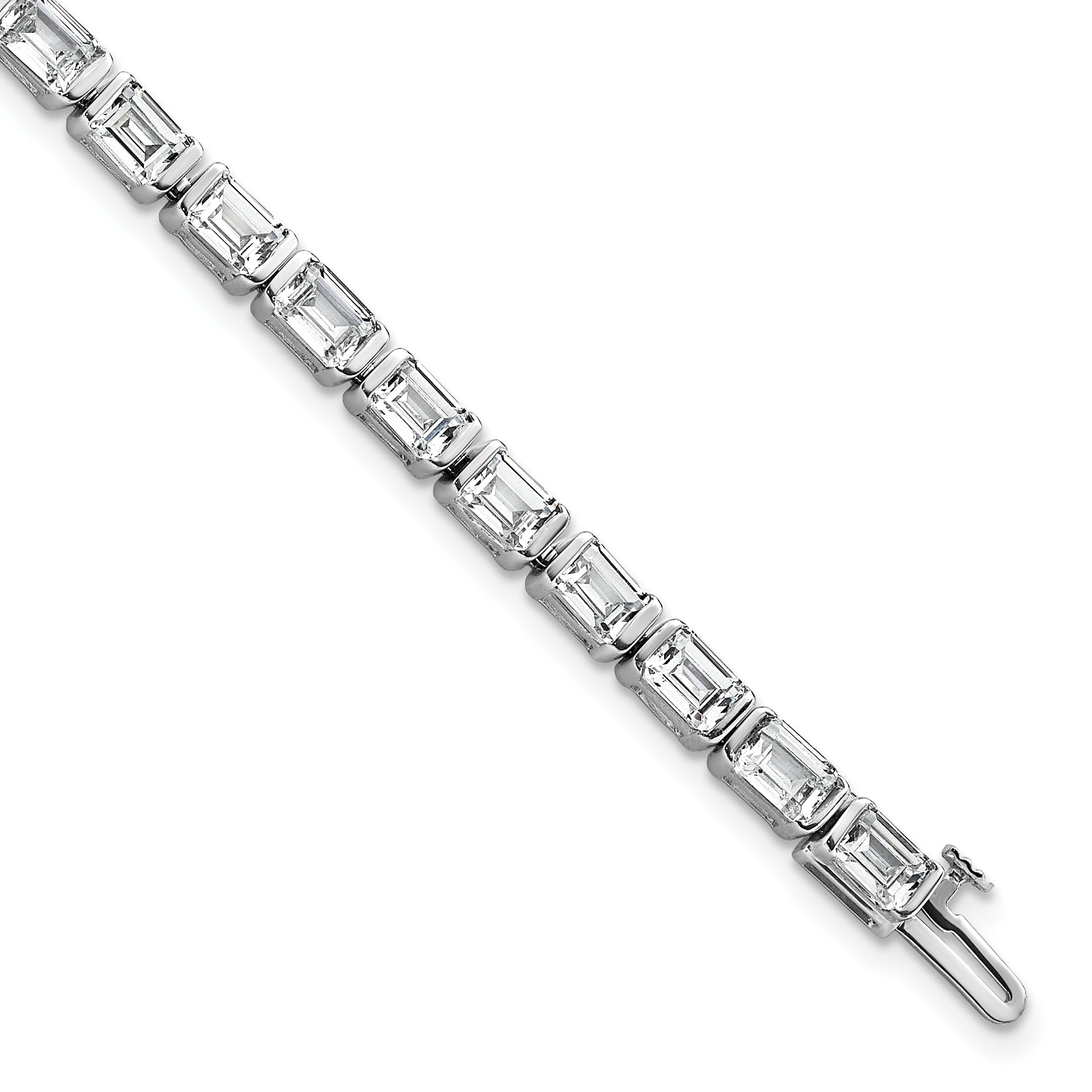 14K White Gold 10 Carat Certified Lab Grown Diamond Vs/Si+ G+ Emerald Bezel Set Tennis Bracelet