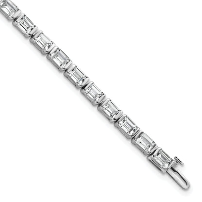 14K White Gold 10 Carat Certified Lab Grown Diamond Vs/Si+ G+ Emerald Bezel Set Tennis Bracelet