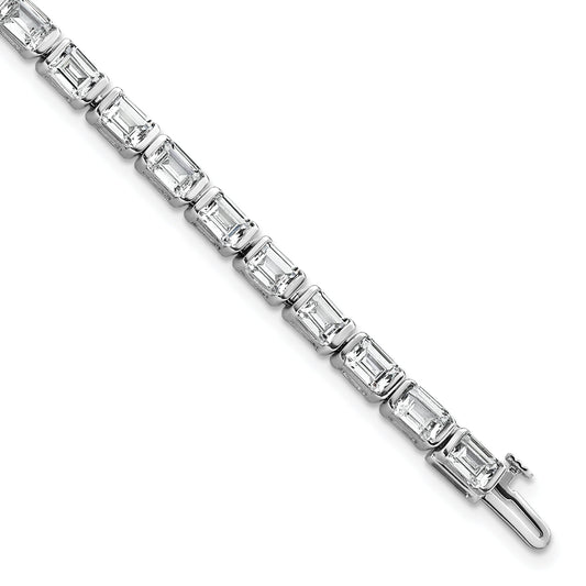 14K White Gold 10 Carat Certified Lab Grown Diamond Vs/Si+ G+ Emerald Bezel Set Tennis Bracelet