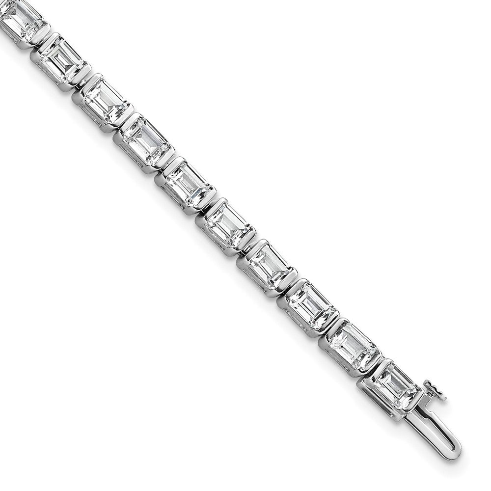 14K White Gold 10 Carat Certified Lab Grown Diamond Vs+ F+ Emerald Bezel Set Tennis Bracelet