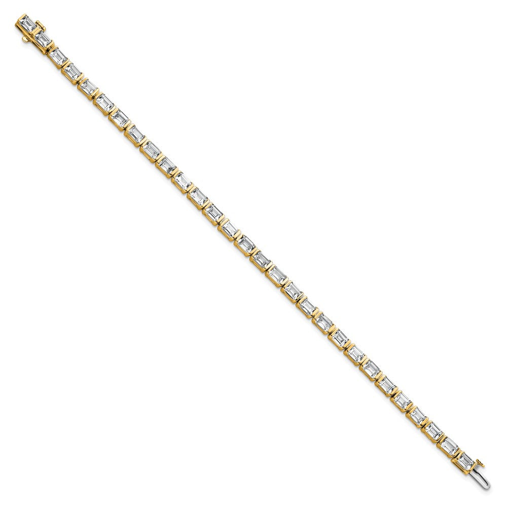 14K Yellow Gold 10 Carat Certified Lab Grown Diamond Vs/Si+ G+ Emerald Bezel Set Tennis Bracelet