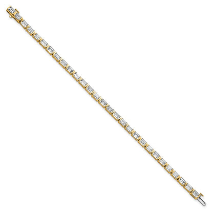 14K Yellow Gold 10 Carat Certified Lab Grown Diamond Vs/Si+ G+ Emerald Bezel Set Tennis Bracelet