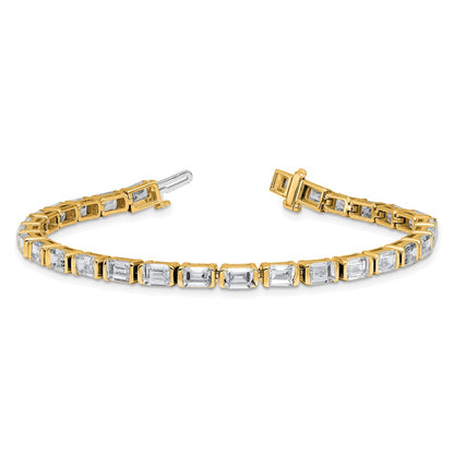 14K Yellow Gold 10 Carat Certified Lab Grown Diamond Vs/Si+ G+ Emerald Bezel Set Tennis Bracelet