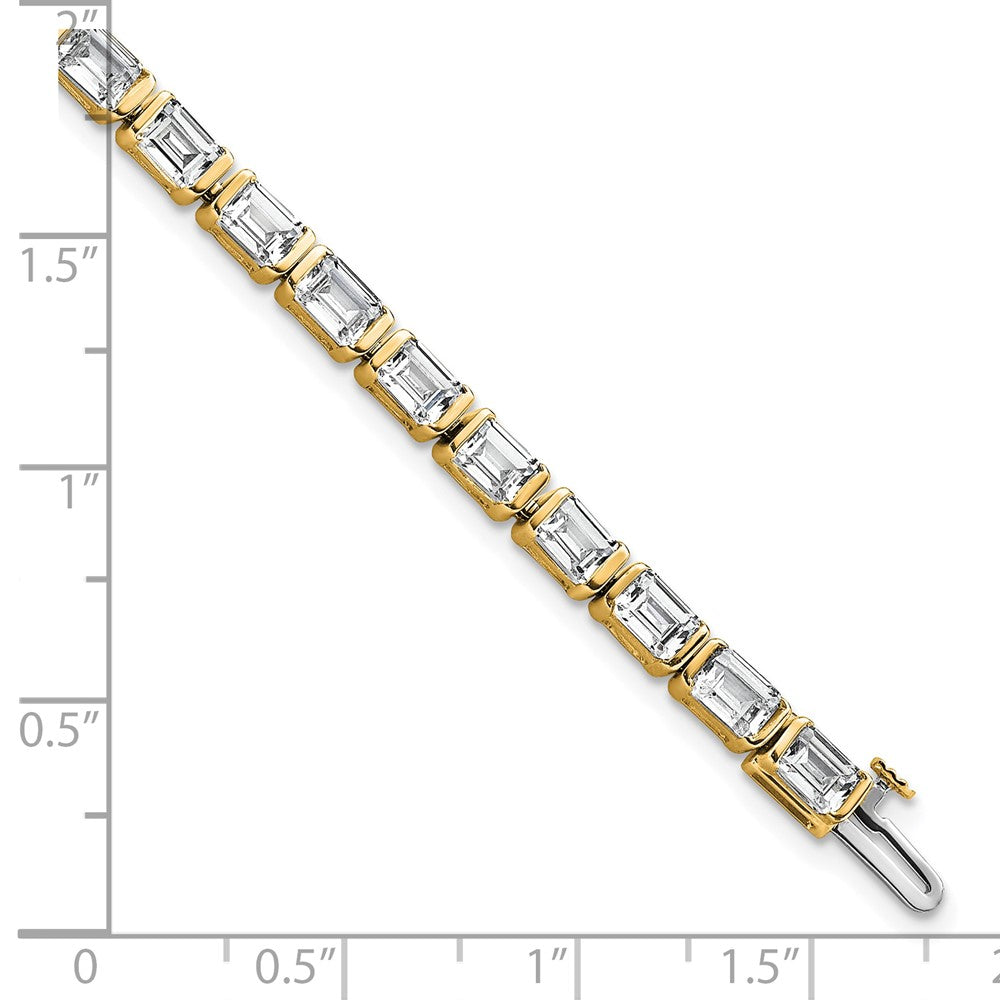 14K Yellow Gold 10 Carat Certified Lab Grown Diamond Vs/Si+ G+ Emerald Bezel Set Tennis Bracelet