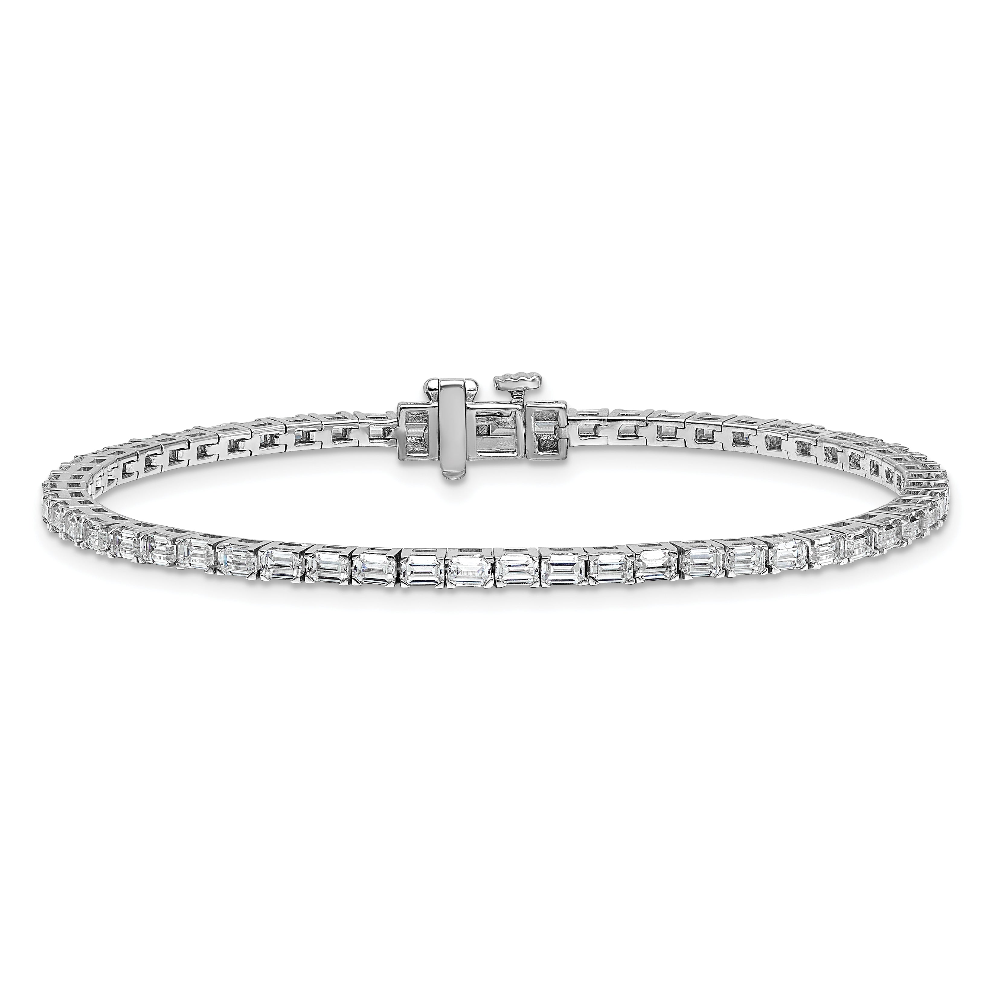 14K White Gold 4Ctw Vs/Si+ G+ Lab Grown Emerald Diamond Tennis Bracelet