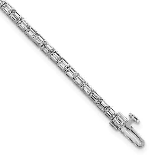 14K White Gold 4Ctw Vs/Si+ G+ Lab Grown Emerald Diamond Tennis Bracelet