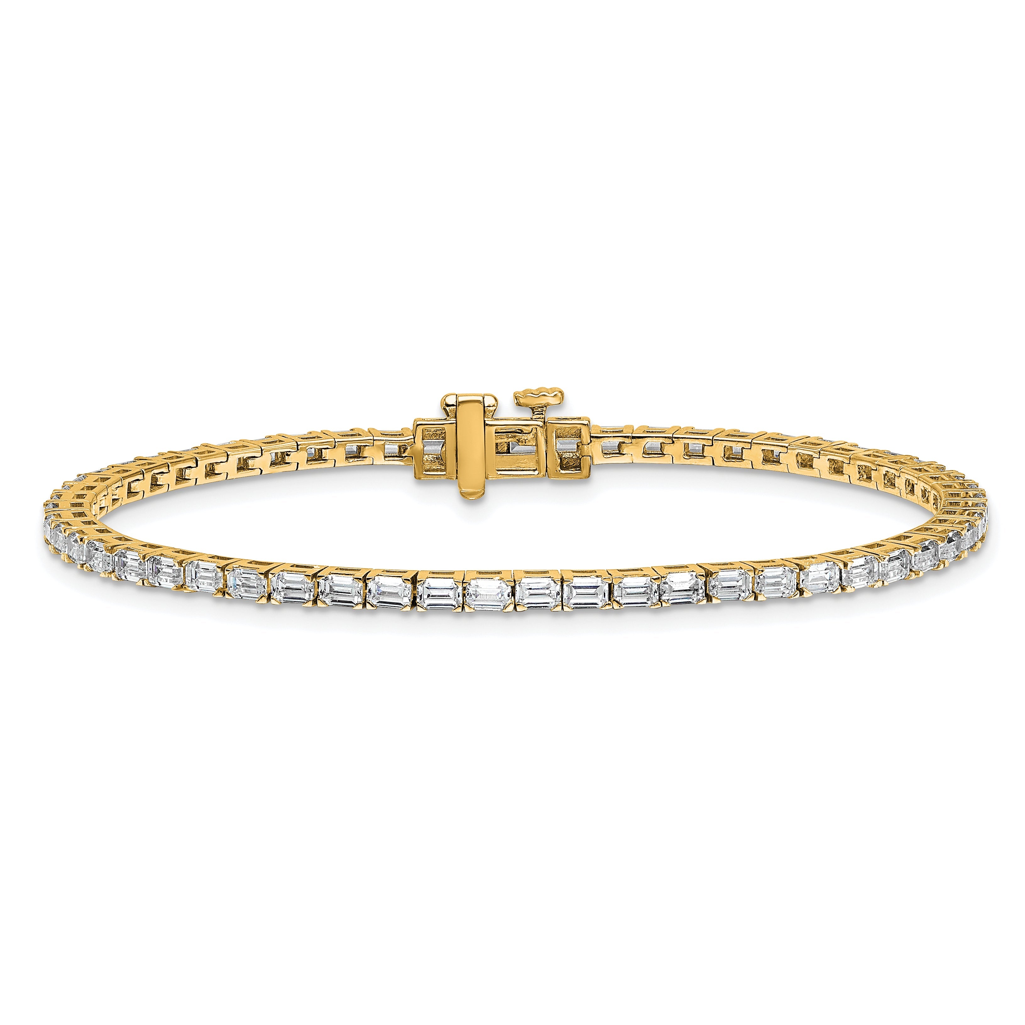 14K Yellow Gold 4Ctw Vs/Si+ G+ Lab Grown Emerald Diamond Tennis Bracelet