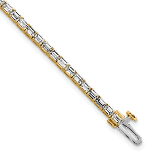 14K Yellow Gold 4Ctw Vs/Si+ G+ Lab Grown Emerald Diamond Tennis Bracelet