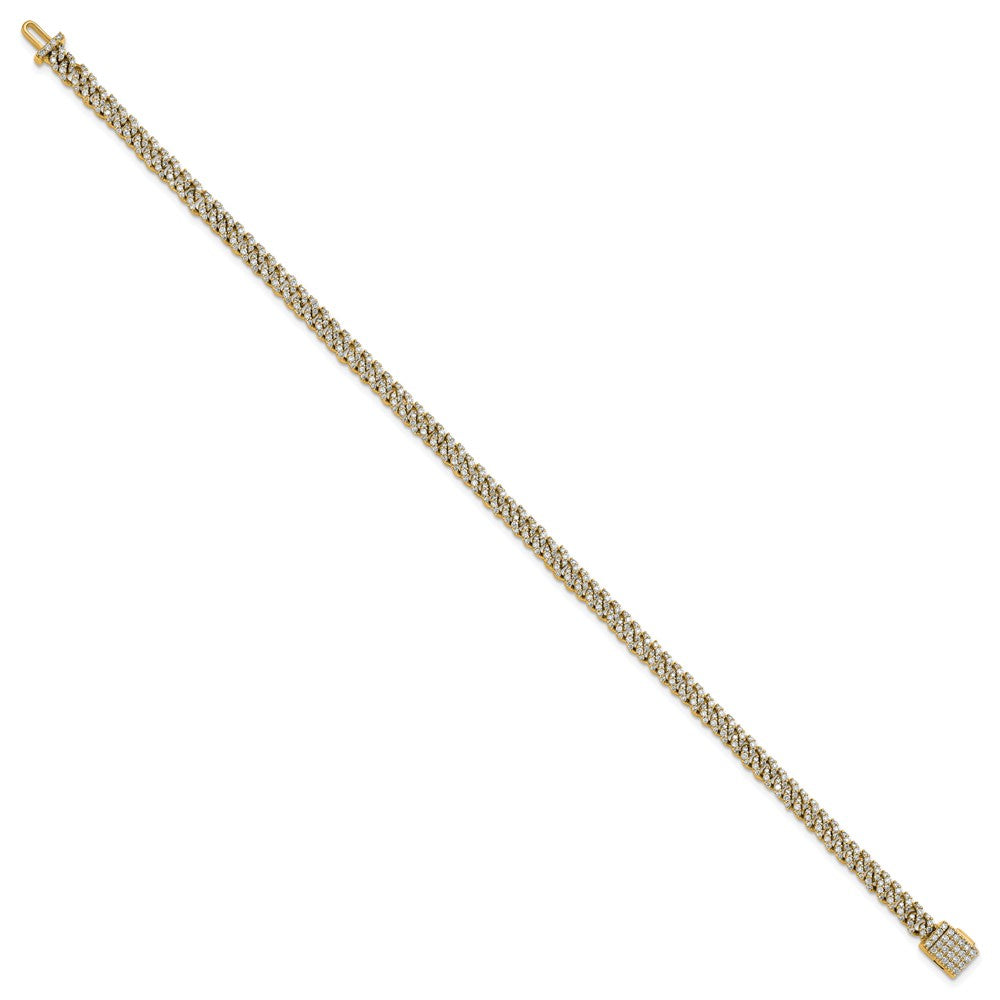 10K Yellow Gold 2 Carat Lab Grown Diamond Vs/Si+ G+ 4mm Pav‚Äö Cuban Link Bracelet